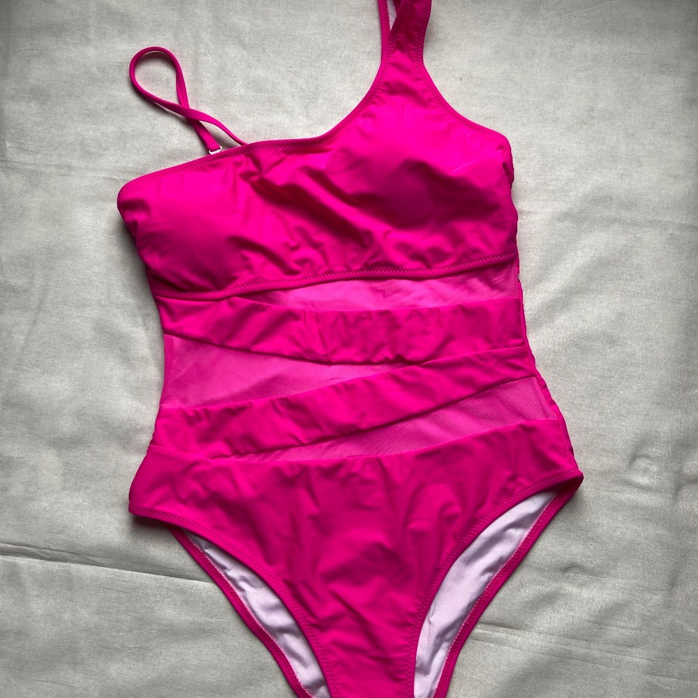Vibrant pink one piece swimsuit